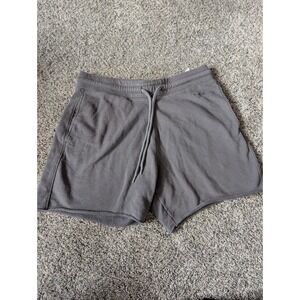 Hollister Mens Charcoal Grey Fleece Sweat Shorts Raw Hem Drawstring Size M
